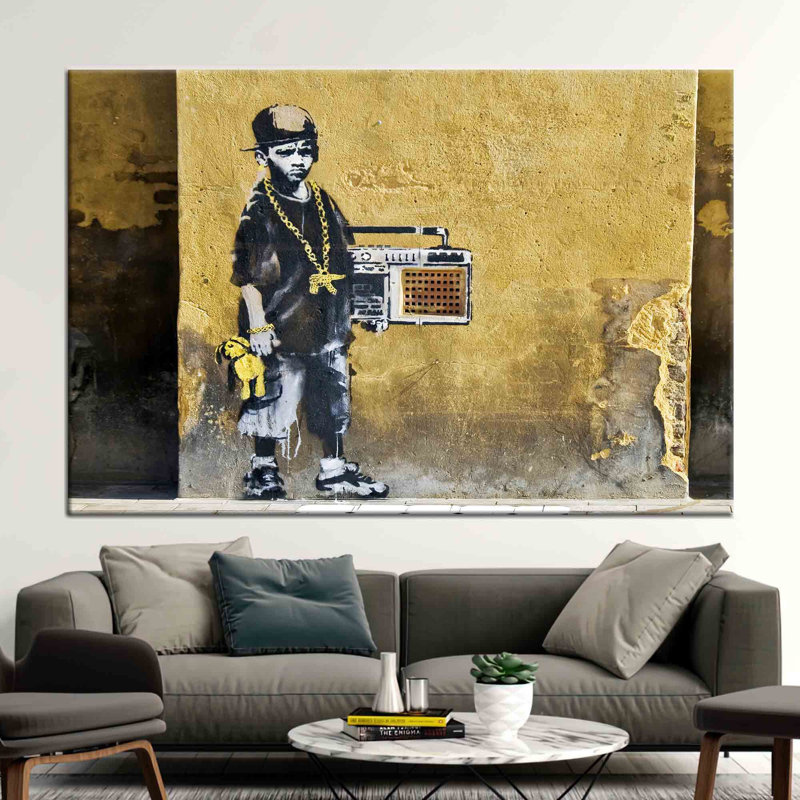 Art mural en toile de coton inspiré de la danse de rue et du graffiti, idéal pour la décoration moderne et les amateurs d'art