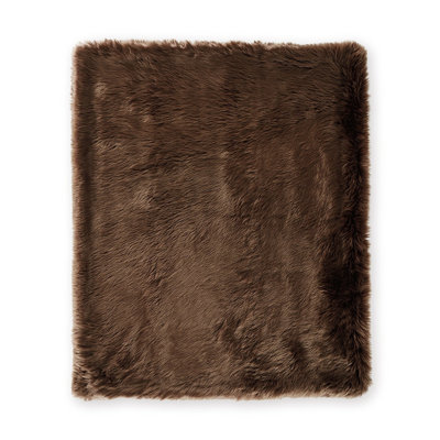 Throw Blanket Set Of 3, Modern Soft Faux Fur Textured Brown Polyester