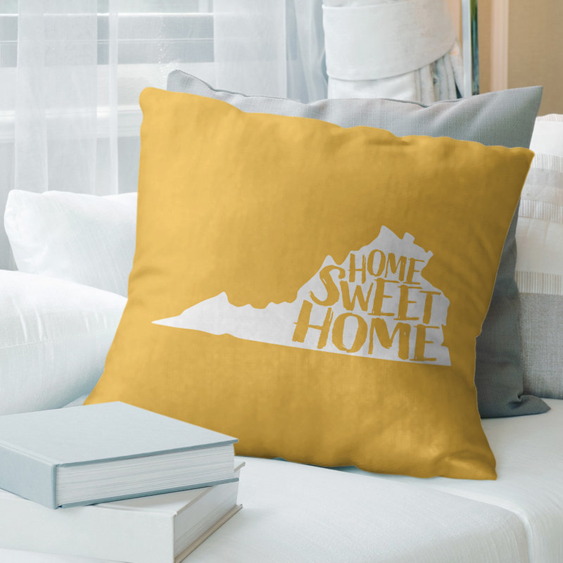 Coussin en polyester, 18 po x 18 po, Jaune, Virginie