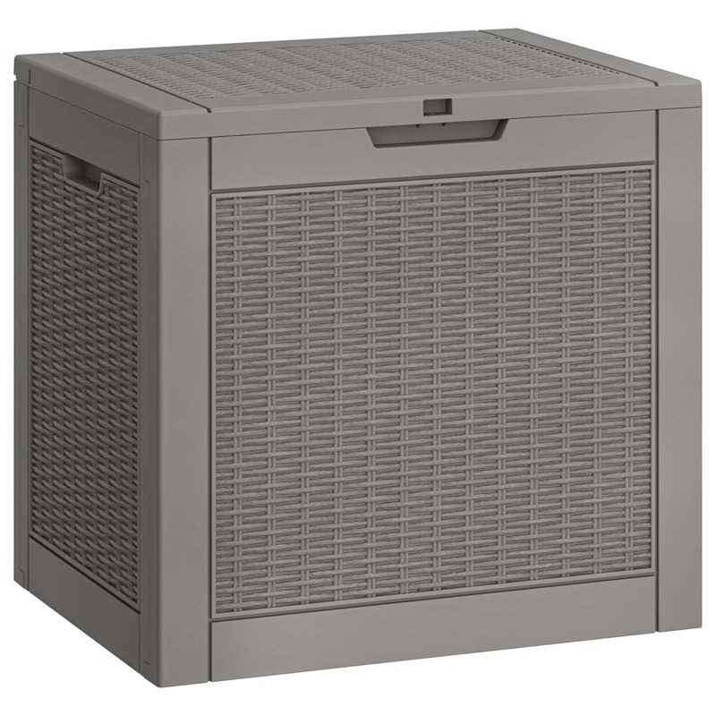 Gray Lockable 31 Gallon Resin Wicker Deck Box