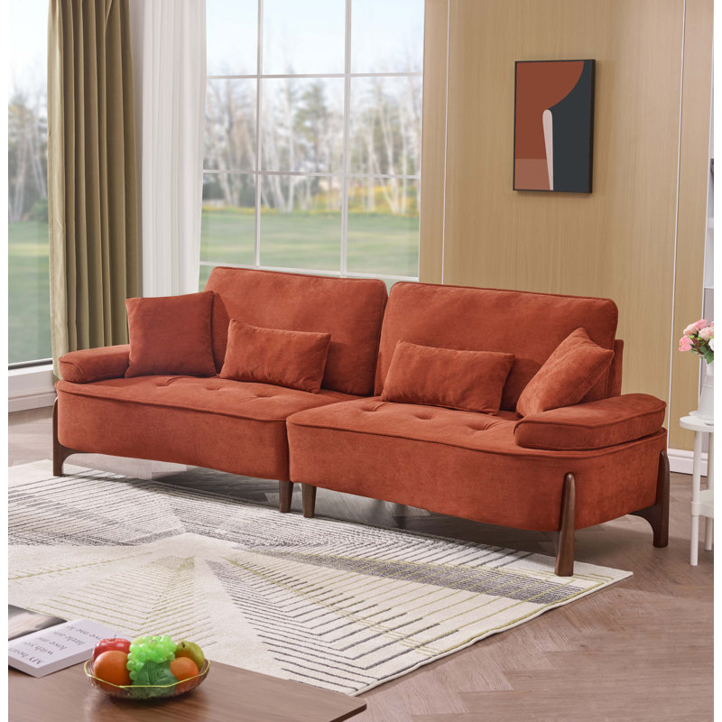 Canapé confortable à assise profonde avec coussin moelleux, idéal pour divers espaces, Rouge brique