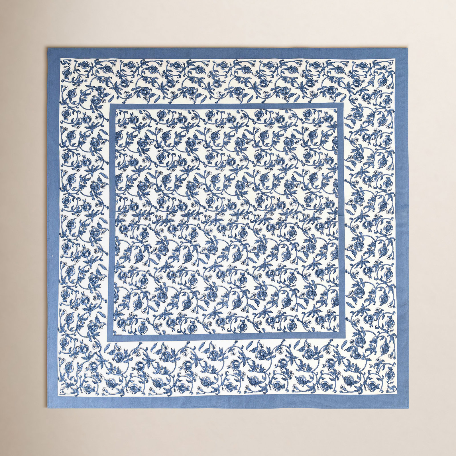 Brona Floral Tablecloth, 59" Square, Blue