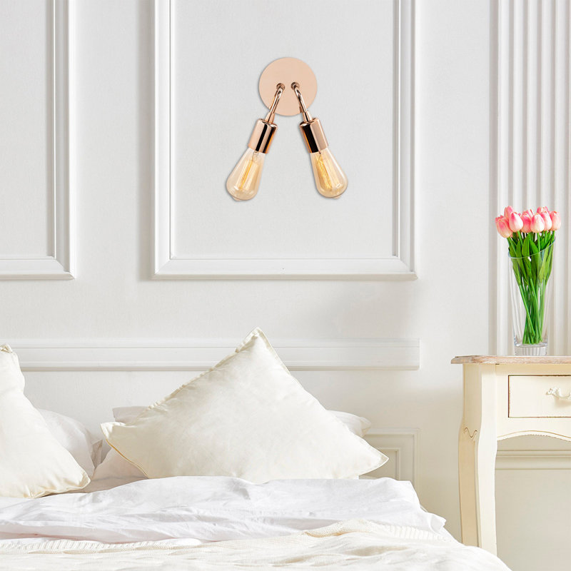 Modern Copper Wall Lamp | Durable Metal Body, IP20 Rated | 2 x E27 Socket (Max 40W) | Stylish Novelty Design for Home Décor | Perfect for Living Room, Bedroom, or Hallway Lighting