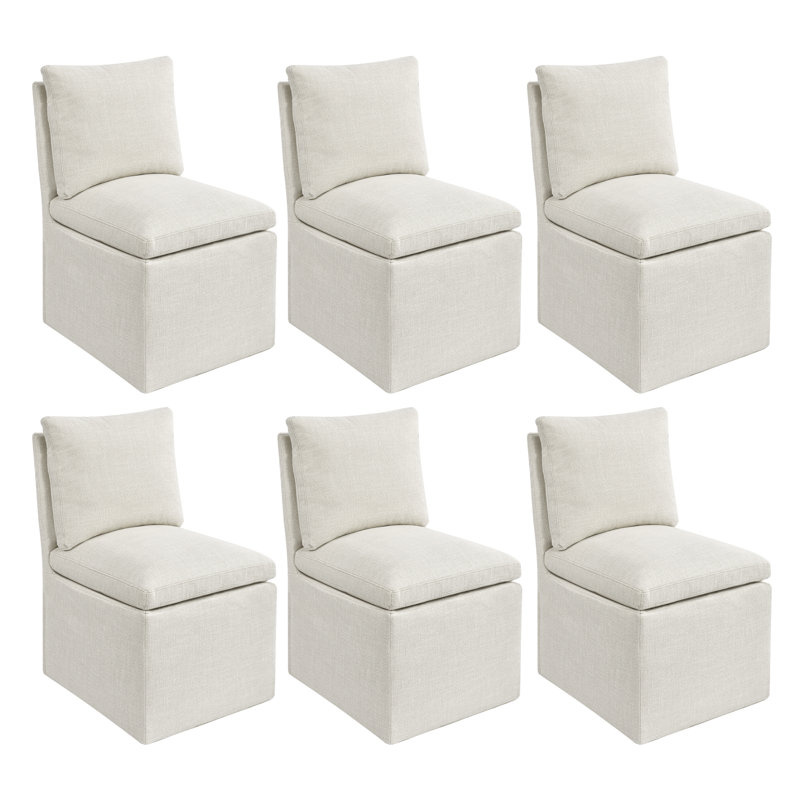 Leyanni 19" Wide Modern Minimalist Linen Down Fill Dining Side Chair