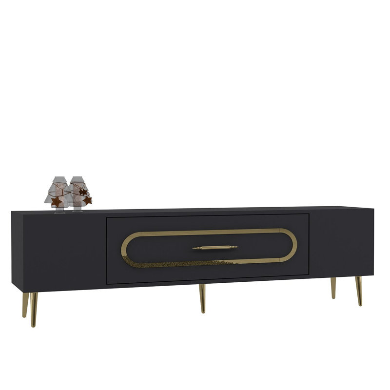Olivia Unfinished TV Stand, 150cm, Grey/Gold