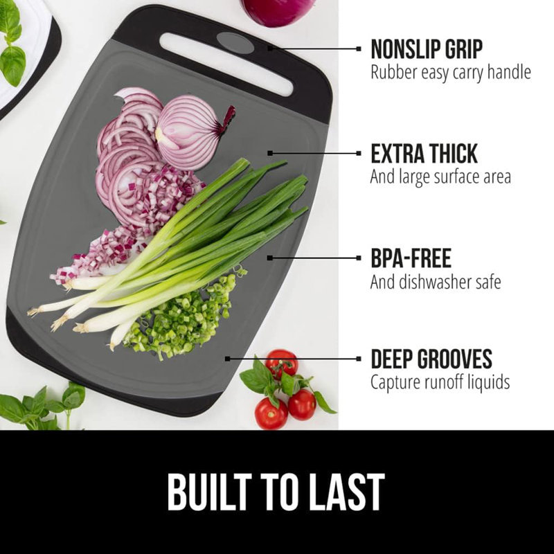Gray and Black BPA-Free Reversible Cutting Board Set of 3