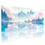 Paysage et nature, Cherry Blossom, lac, montagne, reflet, ciel, pagode, cascade, nuages, ensemble de 3 impressions sur toile-1214161206