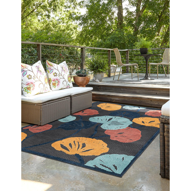 Tapis intérieur / extérieur gris anthracite Mashpee, L 20,5 po x L 64 po