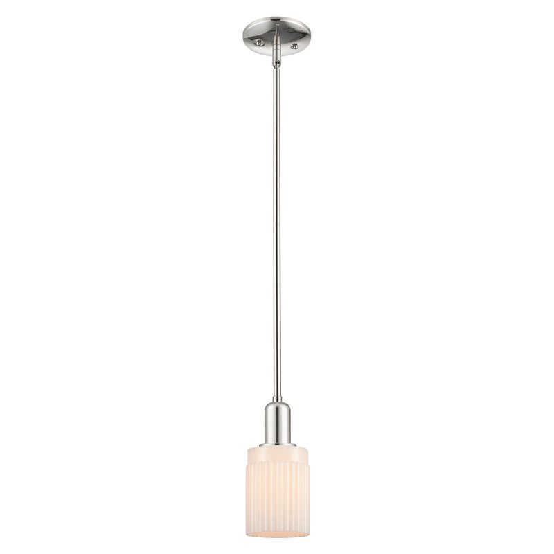 Arcadia - Hadley - Mini-luminaire suspendu avec tige 5 po 1 lumière, Blanc mat, Nickel poli