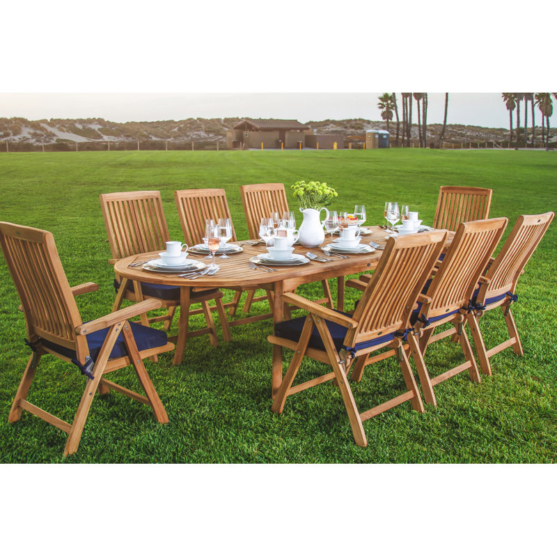 Ensemble repas 9 pièces teck luxueux Sealcove