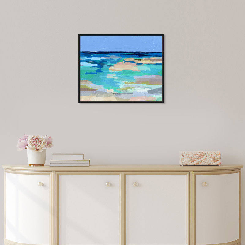 «Abstract Sea Beach Coastal Blue», cadre photo, Cadre flottant noir, H 16 po x l 20 po x P 1,75 po