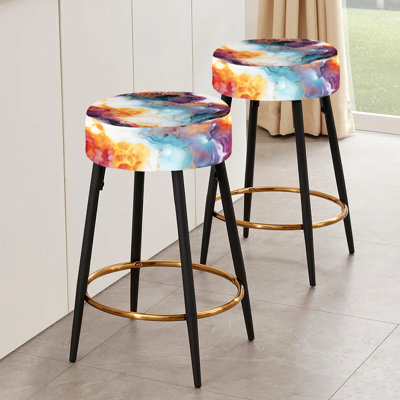 Ensemble de 2 tabourets de bar en marbre orange Galactic Dreams Marble Dreams
