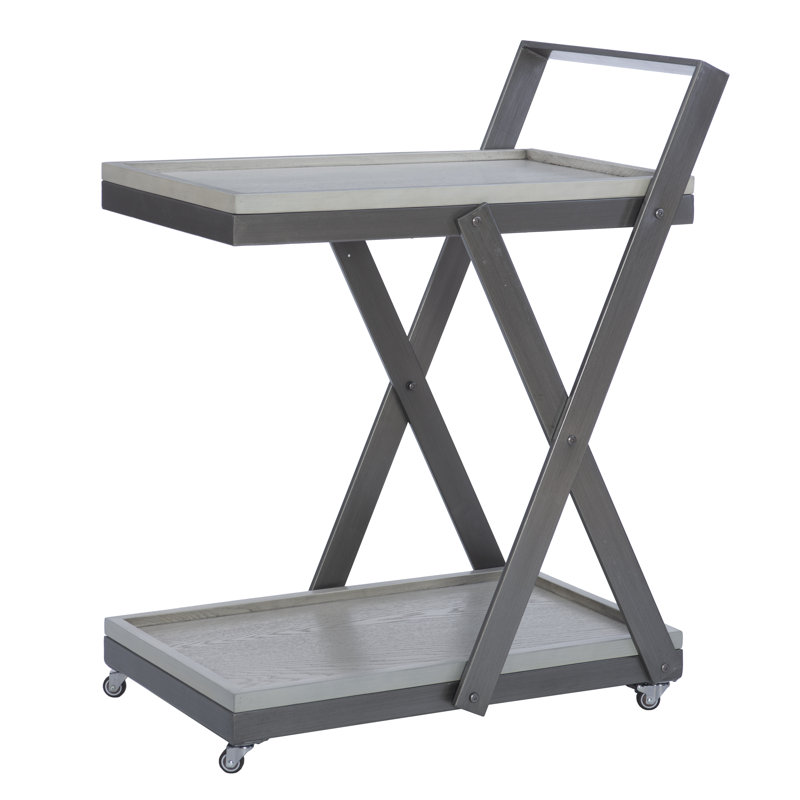 Rustic Multi-Tray Bar Cart, Gray