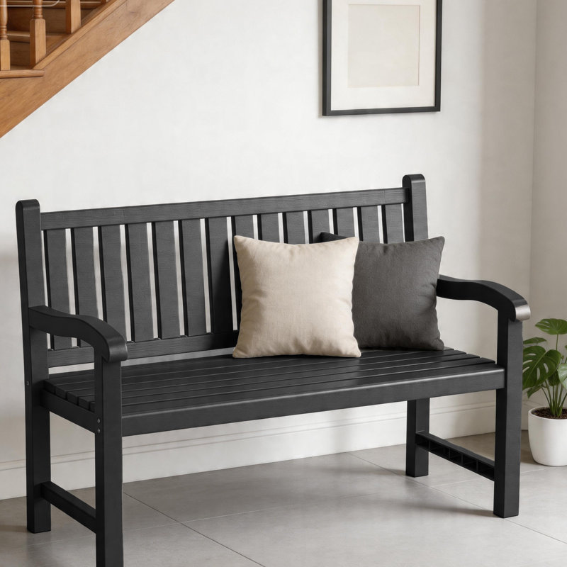 Banc d'extérieur en résine toutes saisons, Noir