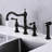 Bridge Dual Handles Kitchen Faucet In Matte Black, With Pull-Out Side Spray, Brass, Rust, , 360-Degree Rotating Immutable Nozzle Spray Faucet, Handles, Rust-, , Discharge