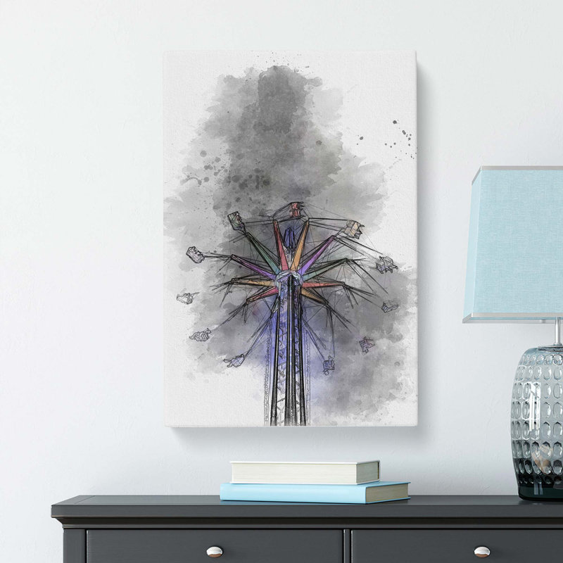 Carnival Ride at Night in Abstract - Wrapped Canvas, 60cm H x 40cm W x 3cm D