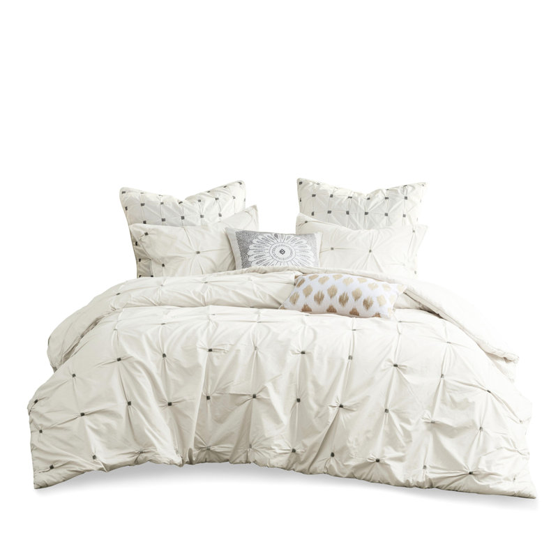 Très grand / très grand édredon - 3 pièces de broderie élastique blanche, Édredon très grand + 2 taies décoratives