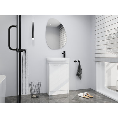Meuble-lavabo autoportant de 23 po avec lavabo et portes à fermeture douce