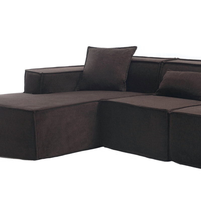Canapé modulaire 3 pièces rembourré, Polyester brun, Accoudoir à gauche (vu de face)