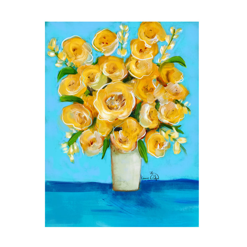 Art sur toile jaune Karrie Evenson, H 19 po x l 14 po