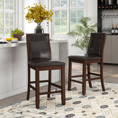 Zigler Upholstered Counter Stool with Solid Wood Frame