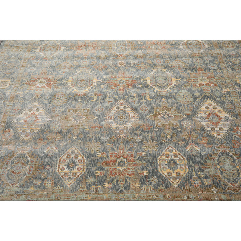 Tapis à poils multiples dense et dense fabriqué à la machine avec un lustre soyeux, Rectangle 4 pi 11 po x 6 pi 11 po