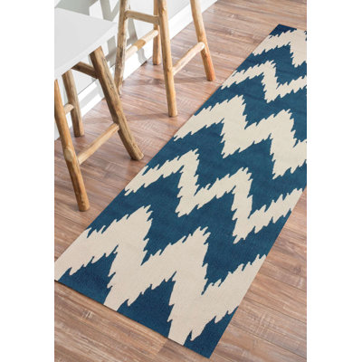 Tapis bleu / ivoire touffeté à la main Joni