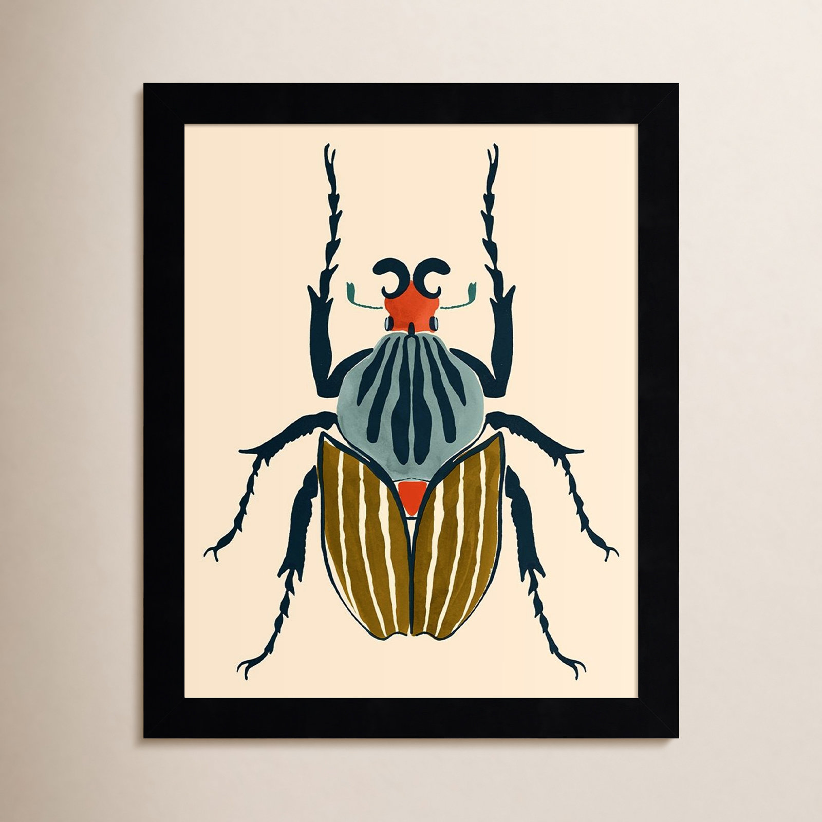 Beetle Bug I Print by Victoria Barnes, 13" H x 11" W x 1" D, Black