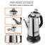 Cafetière électrique à percolateur de 12 tasses, cafetière en acier inoxydable 304 de 1,8 l avec fonction de maintien au chaud, infusion rapide de 1 000 W pour le café et le thé, avec bec verseur et lignes faciles à verser