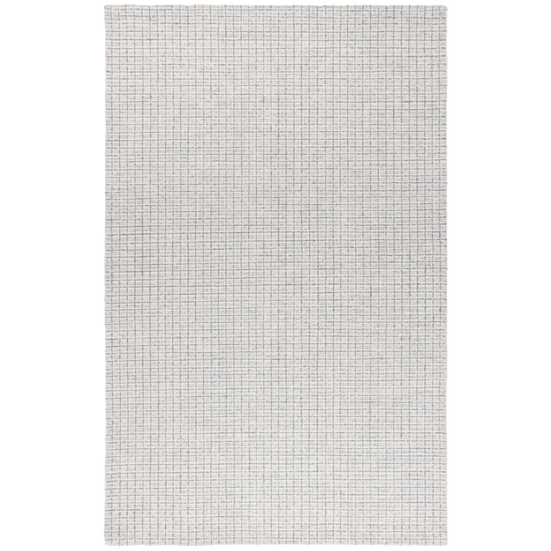 Mireille Ebony Hand Tufted Wool/Cotton Geometric Rug in Light Blue/Ivory, Rectangle 4' x 6'