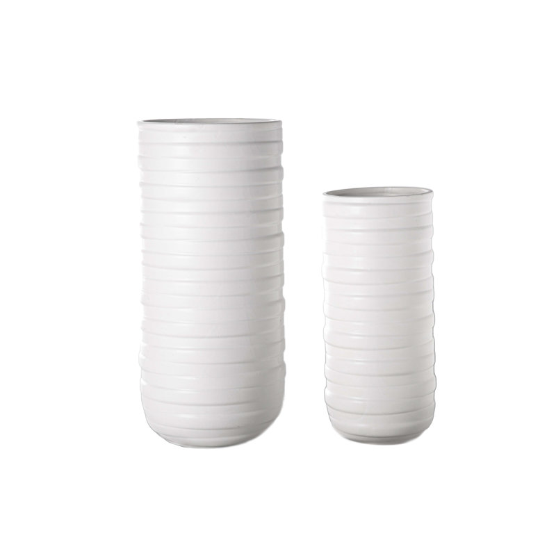 Vase rond en céramique blanc mat
