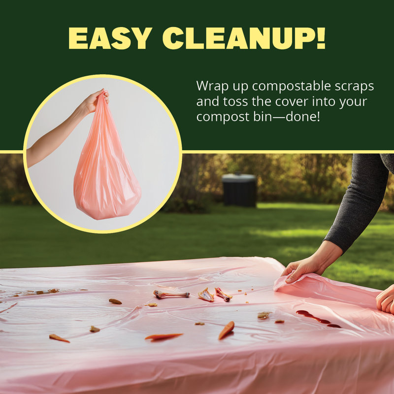 10-Pack Compostable Tablecloths for 6 FT Rectangle Tables (54''x108''), Pink