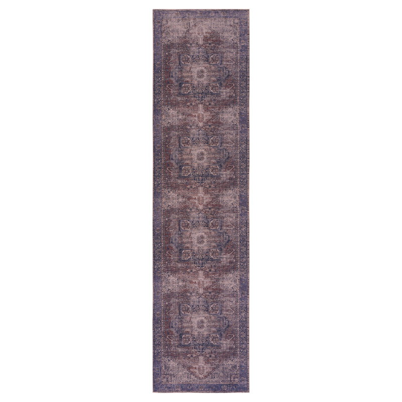 Welcoming Burgundy Stylish Doormat Rug, Runner 2'6" x 10'