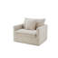 Fauteuil d'appoint 118 cm L x 97 cm P x 88 cm H, lin et structure en bois massif, une pièce, taupe avec passepoil-136059259