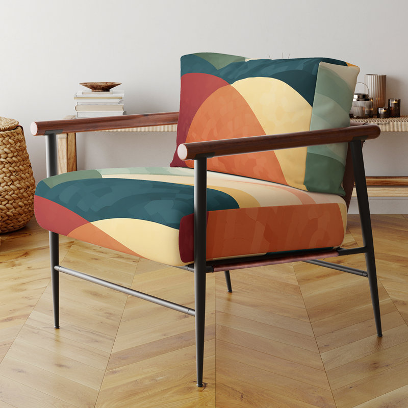 Chaise avec accoudoirs rembourrée Retro Dreamscape, Noir