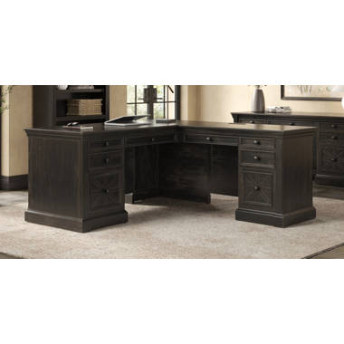 Sova L-Shape Executive Desk Upper Square Color (Top/Frame): Brown/Black