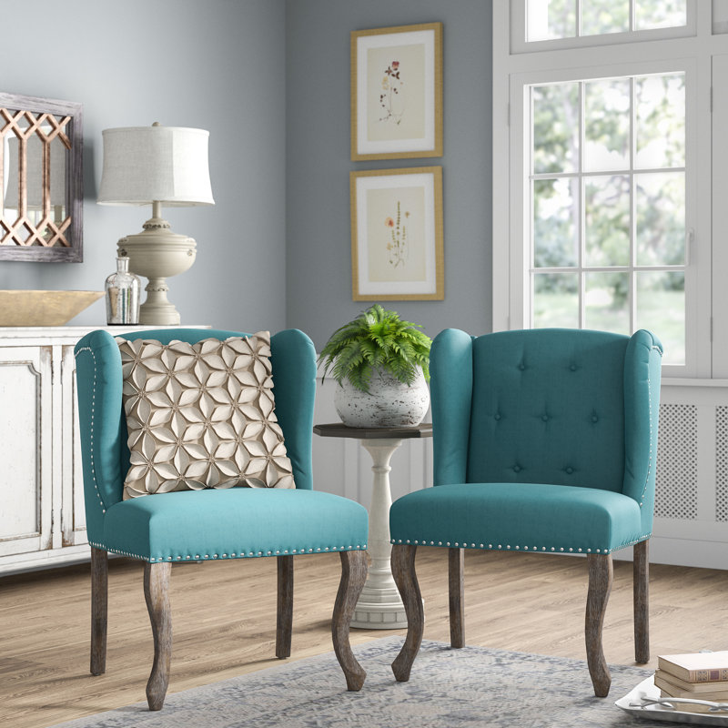 Andren Upholstered Wingback Chair, Dark Teal Polyester Blend