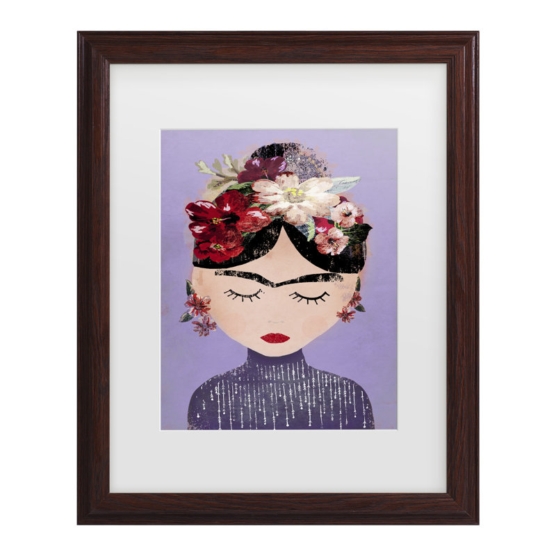 Art encadré Treechild Frida, H 13,75 po x l 16,75 po, Cadre noyer