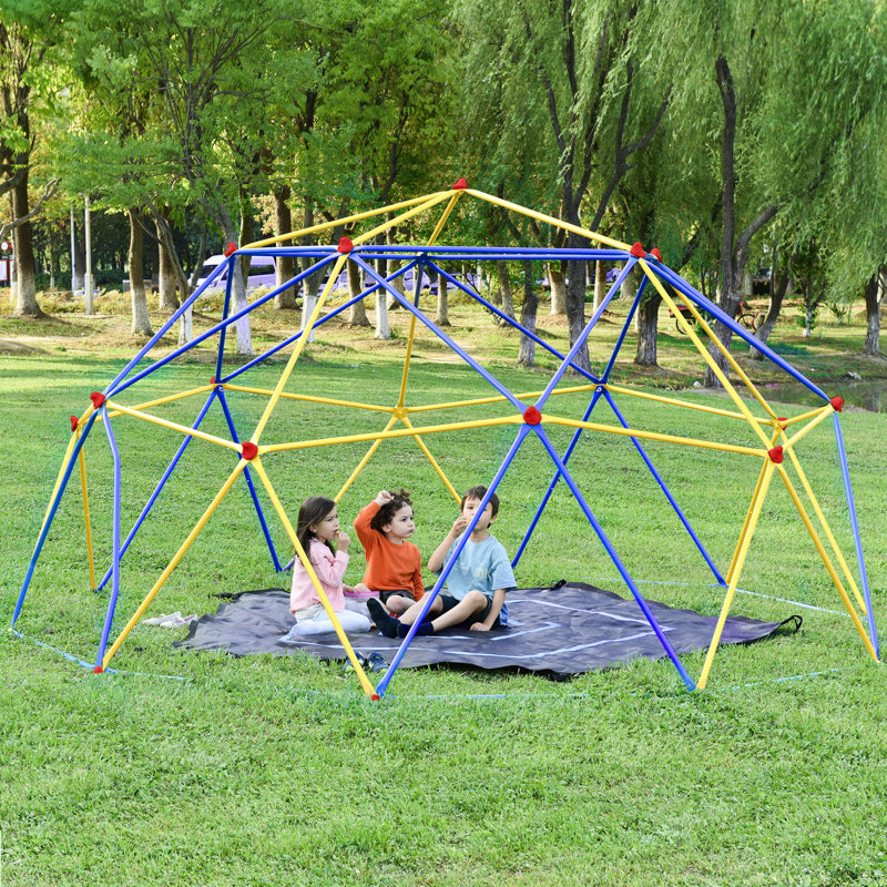 10Ft Geometric Dome Climber Play Centre, Kids Climbing Dome Tower With Hammock