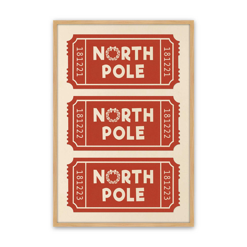 «Santa's Boarding Pass», reproduction d'art, 16 po x 20 po, Érable américain