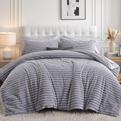 7 Pieces Fluffy Fleece Comforter Set, Luxury Fuzzy Bed in a Bag All Season Warm Bedding Set with Sheets and Pillowcases