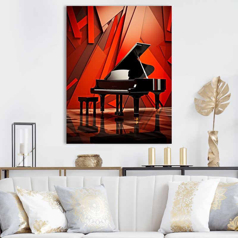 Concerto pour piano à queue rouge, H 32 po x l 24 po, Cadre photo noir