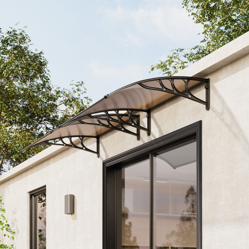 Dakota Fields 100cm D Plastic Cover Retractable Door / Window Awning, 28cm H x 100cm W x 100cm D