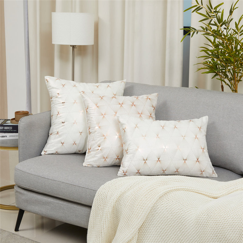 Jeté en velours, Blanc, Housse de coussin seulement - sans coussin, 20 po x 20 po