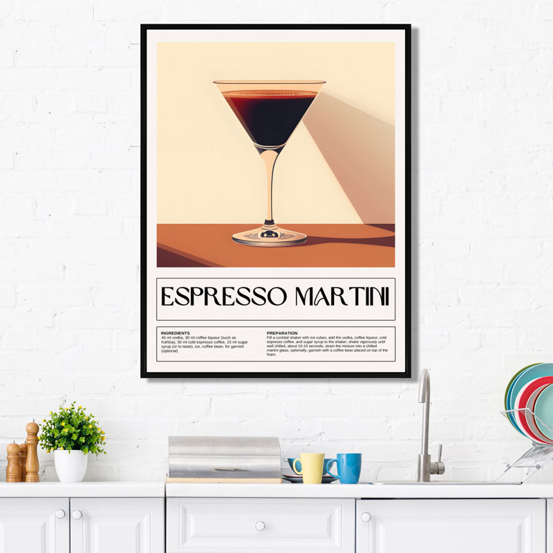 «Straight Up Espresso Martini», impression d'art mural, Cadre flottant noir, H 32 po x l 16 po