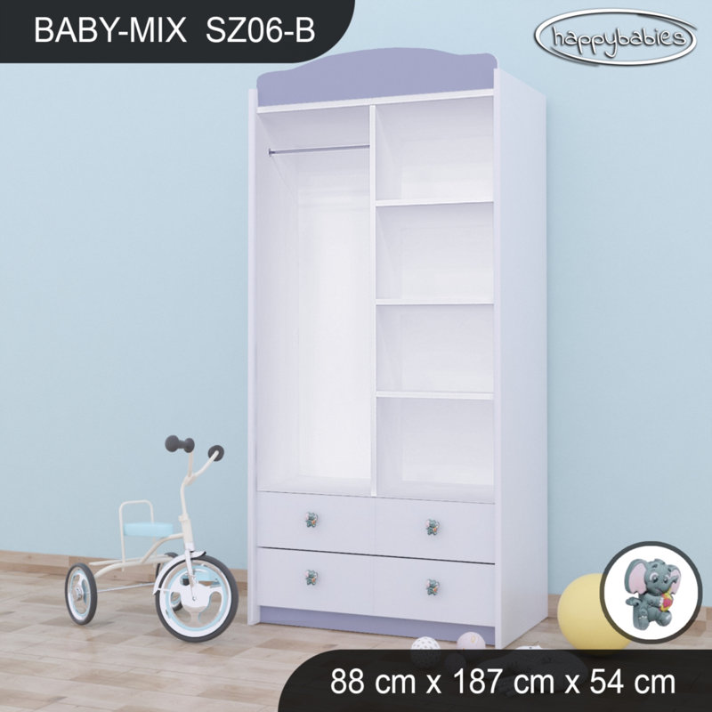Baby 2 Door Wardrobe, Grey
