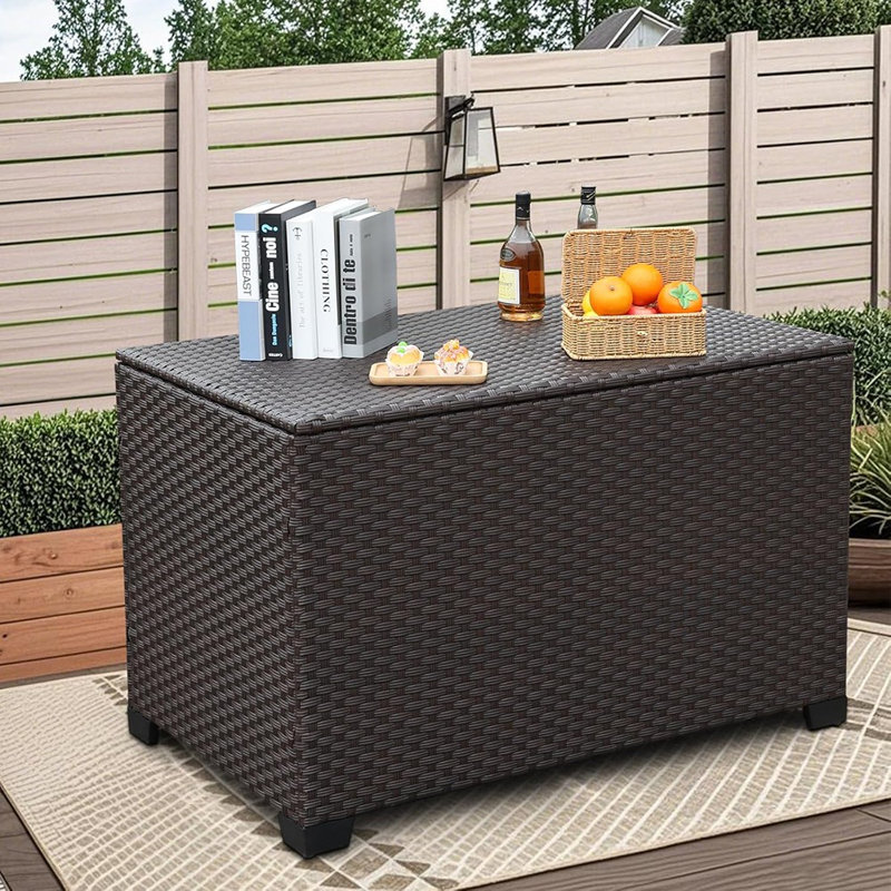 Boîte de rangement pour terrasse 140 gallons Sac en osier imperméable pour l'extérieur