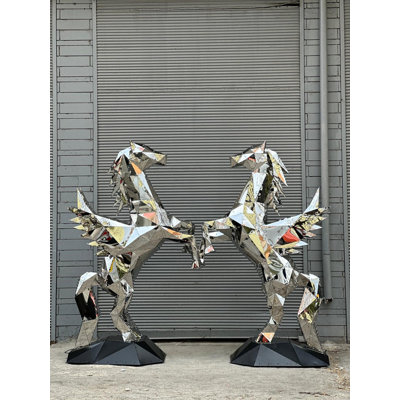 Rearing Horse Statue - Chromium - XL