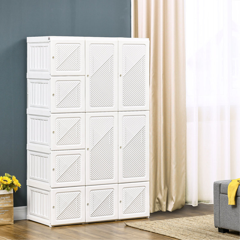 Garde-robe portable avec plusieurs compartiments et tringle pour rangement organisé