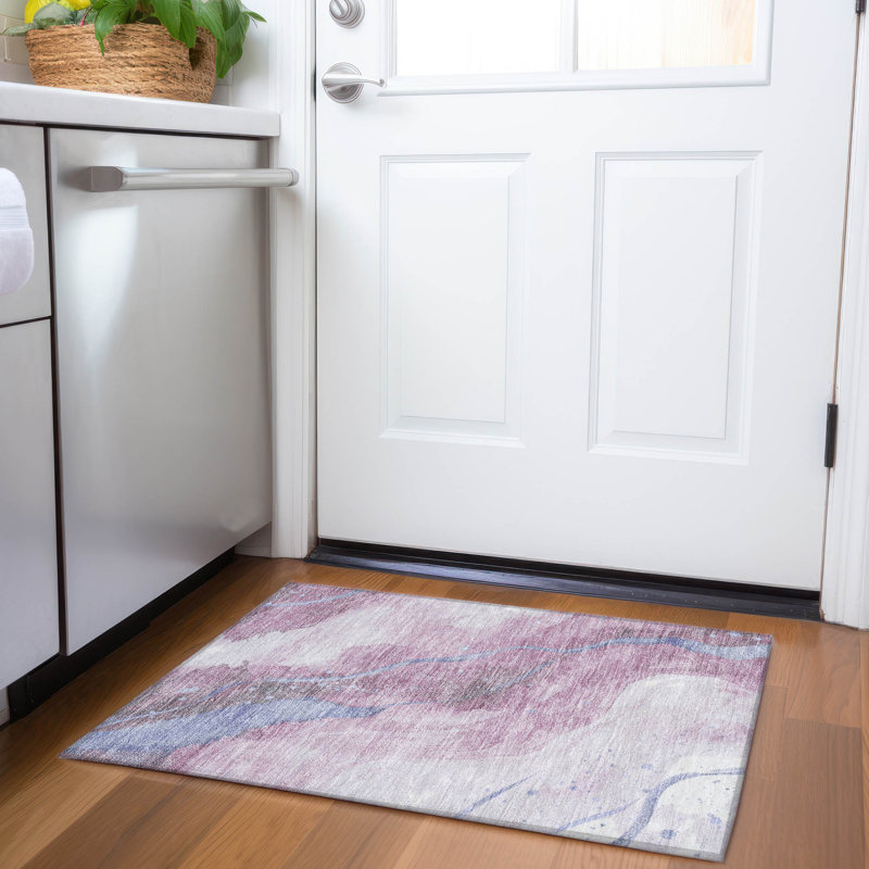 Tapis mauve intérieur / extérieur lavable à la machine Claudian ACN1532, Rectangle 1'8" x 2'6"